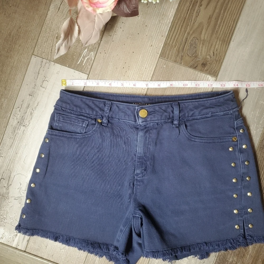 Michael Kors Studded Indigo Blue Raw Hem Women's Shorts Size 2 EUC